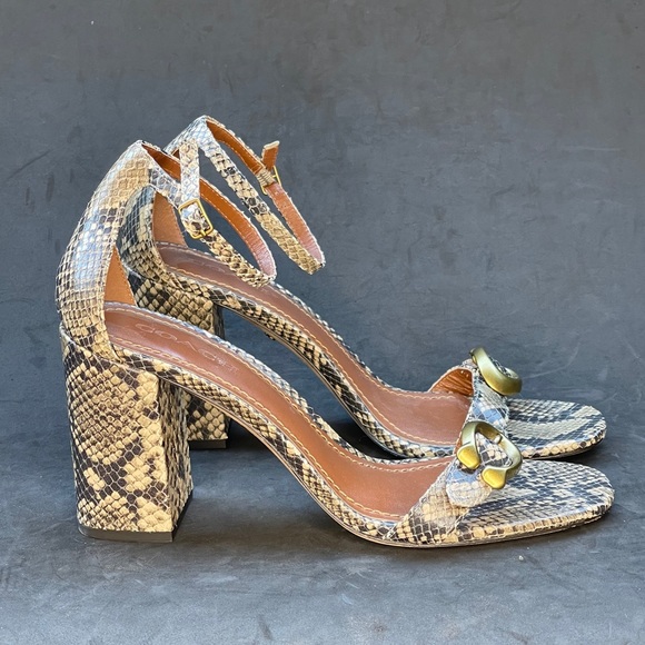 COACH snake print ankle strap block heels - Picture 5 of 7